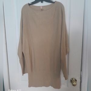 Derek Heart Beige Scoop Neck Lightweight Sweater